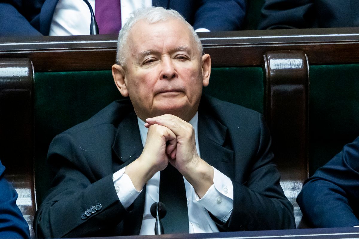 Jaroslaw Kaczynski during a session of the Sejm of the Republic of Poland, at which the consequences of President Karol Nawrockis refusal to sign the SAFE Act were discussed; under this Act, Poland was to receive a low-interest loan for the purchase of weapons and the development of the defence industry in Warsaw, Poland, on March 13, 2026. (Photo by Andrzej Iwanczuk/NurPhoto) (Photo by ANDRZEJ IWANCZUK / NurPhoto via AFP)