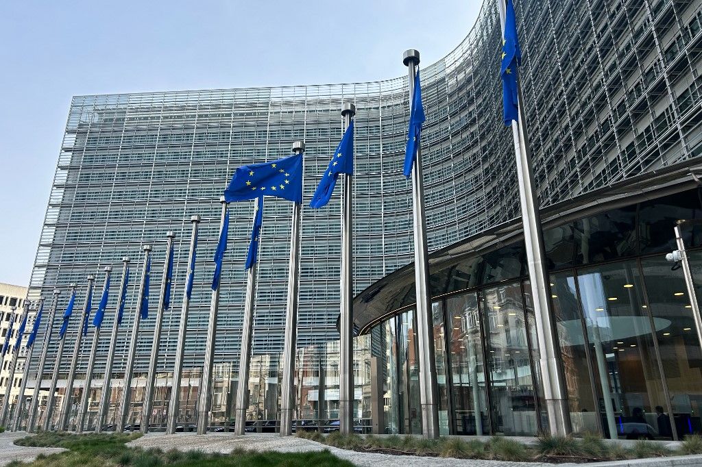 A view of the European Commission building in Brussels, Belgium, on March 23, 2026. (Photo by JPix/NurPhoto) (Photo by JPix / NurPhoto via AFP)