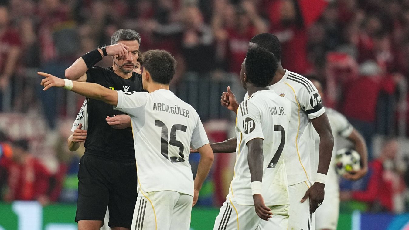Arda Güler
Arda Guler (Real Madrid) and Slavko Vincic (Slovenia) gestures during UEFA Champions league Quarter Final UEFA Champions League: Bayern Munich and Real Madrid at Allianz Arena, Munich, Germany on April 15 2026. (Photo by Ulrik Pedersen/NurPhot