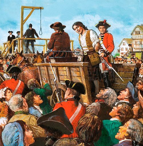 Jack Sheppard, the notorious rogue and prison breaker. Original artwork from The Look and Learn Book of 1001 Questions and Answers 1982.