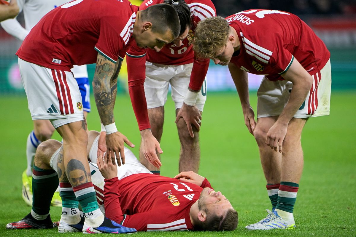 A válogatottban megsérült Bárány Donát (a földön) nem tudott játszani a Fradi ellen 