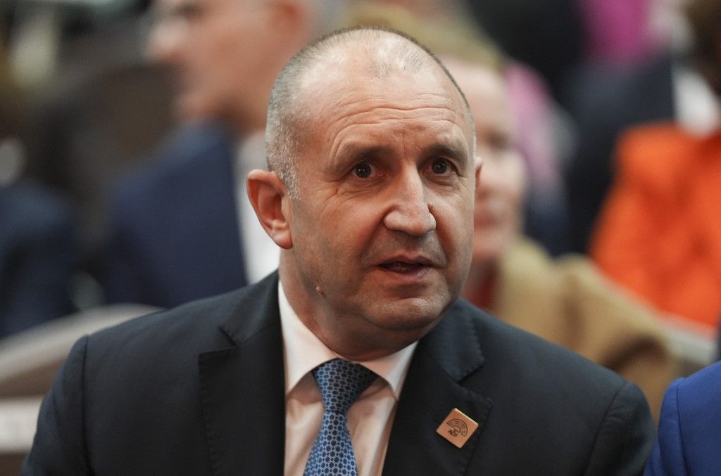 ANTALYA, TURKIYE - MARCH 01: Bulgarian President Ruman Radev attends the opening ceremony of Antalya Diplomacy Forum (ADF) at NEST Congress and Exhibition Center in Antalya, Turkiye on March 01, 2024. Emin Sansar / Anadolu (Photo by Emin Sansar / Anadolu via AFP)