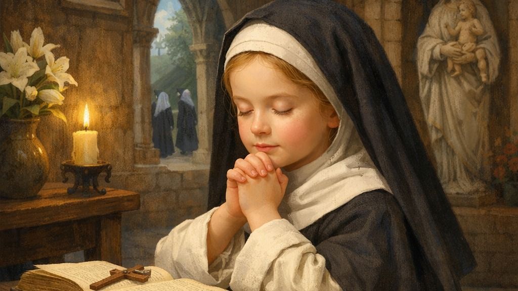 Árpád-házi Szent Margit gyermekkorában imádkozik.