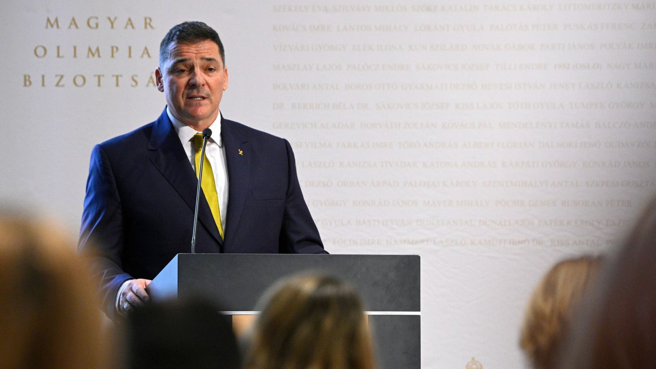 Gyulay Zsolt elnök beszédet mond a Magyar Olimpiai Bizottság (MOB) közgyűlésén Fotó: Purger Tamás Forrás: MTI Fotószerkesztőség