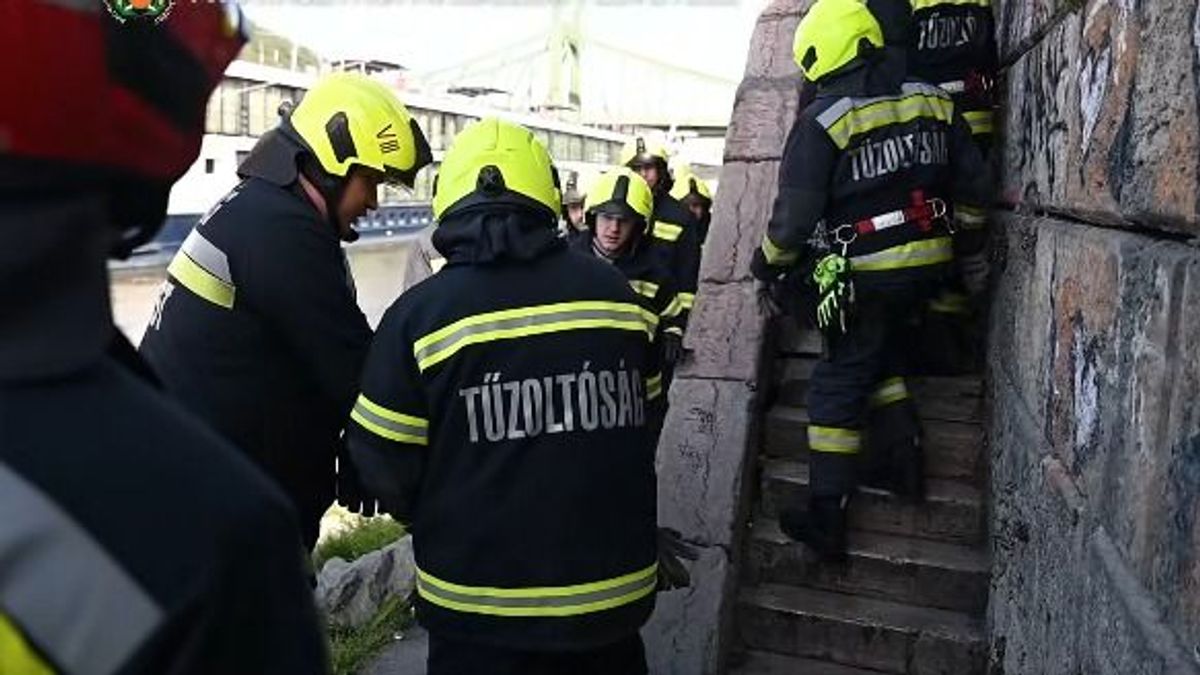 Leesett a Belgrád rakpartról a Duna partjára egy nő Budapesten, videón a mentés