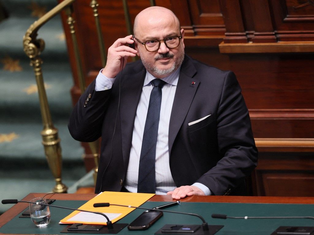 Minister of Interior Bernard Quintin pictured during a plenary session of the Chamber at the federal parliament, in Brussels, Thursday 26 February 2026. Today a special law amending the special law on the Constitutional Court with regard to the nomination of candidates and the conditions for appointment of judges of the Constitutional Court will be discussed. BELGA PHOTO BENOIT DOPPAGNE (Photo by BENOIT DOPPAGNE / BELGA MAG / Belga via AFP)