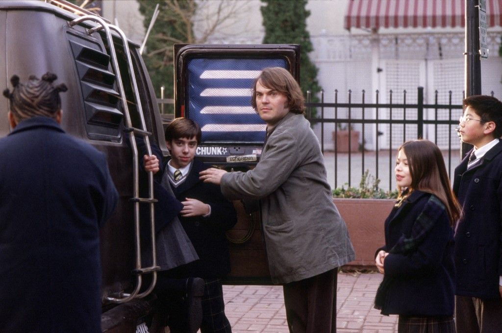 The School of Rock 
Year : 2003 USA
Directed by Richard Linklater
Joey Gaydos Jr., Jack Black, Miranda Cosgrove, Robert Tsai


Restricted to editorial use. See caption for more information about restrictions.
Photo: Andrew Schwartz.
It is forbidden to reproduce the photograph out of context of the promotion of the film. It must be credited to the Film Company and/or the photographer assigned by or authorized by/allowed on the set by the Film Company. Restricted to Editorial Use. Photo12 does not grant publicity rights of the persons represented. (Photo by 7e Art/Paramount Pictures / Photo12 via AFP)