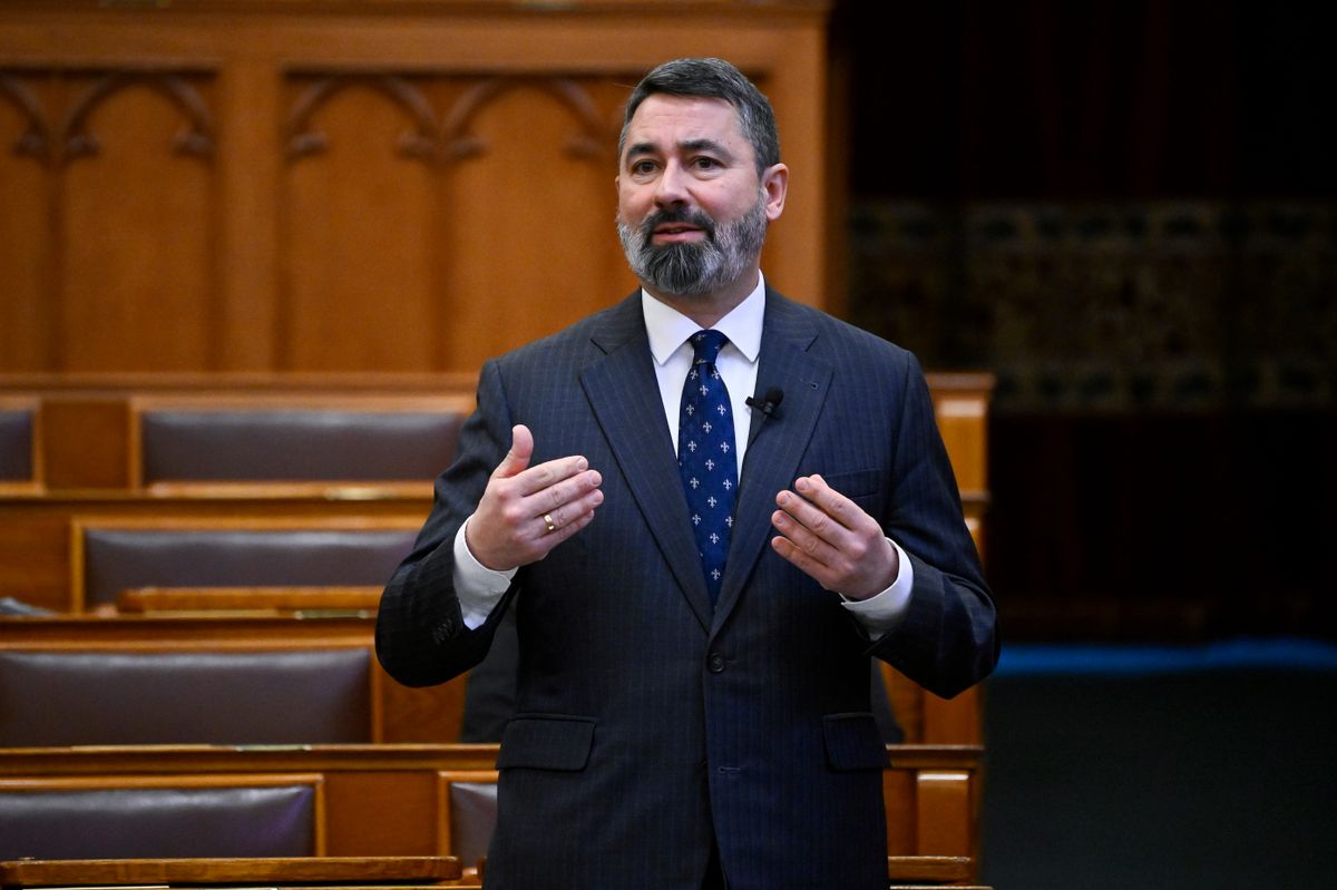 Nem Brüsszel és Kijev választ kormányt Magyarországon, hanem a magyar emberek – írta közösségi oldalán Hidvéghi Balázs, a  Miniszterelnöki Kabinetiroda parlamenti államtitkára  Fotó: Hegedüs Róbert / MTI Fotószerkesztõség