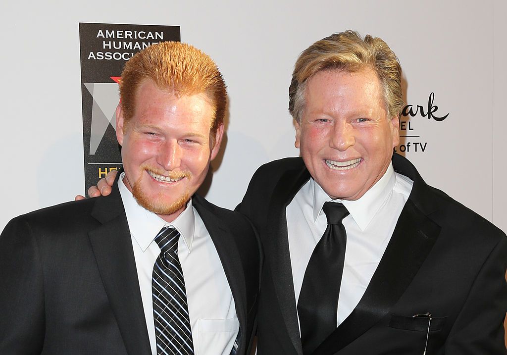 BEVERLY HILLS, CA - OCTOBER 05:  Actors Redmond O'Neal (L) and Ryan O'Neal (R) attend the 3rd annual American Humane Association Hero Dog Awards at The Beverly Hilton Hotel on October 5, 2013 in Beverly Hills, California.  (Photo by Paul Archuleta/FilmMagic)