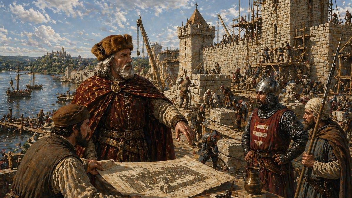 Luxemburgi Zsigmond felügyeli a várépítést