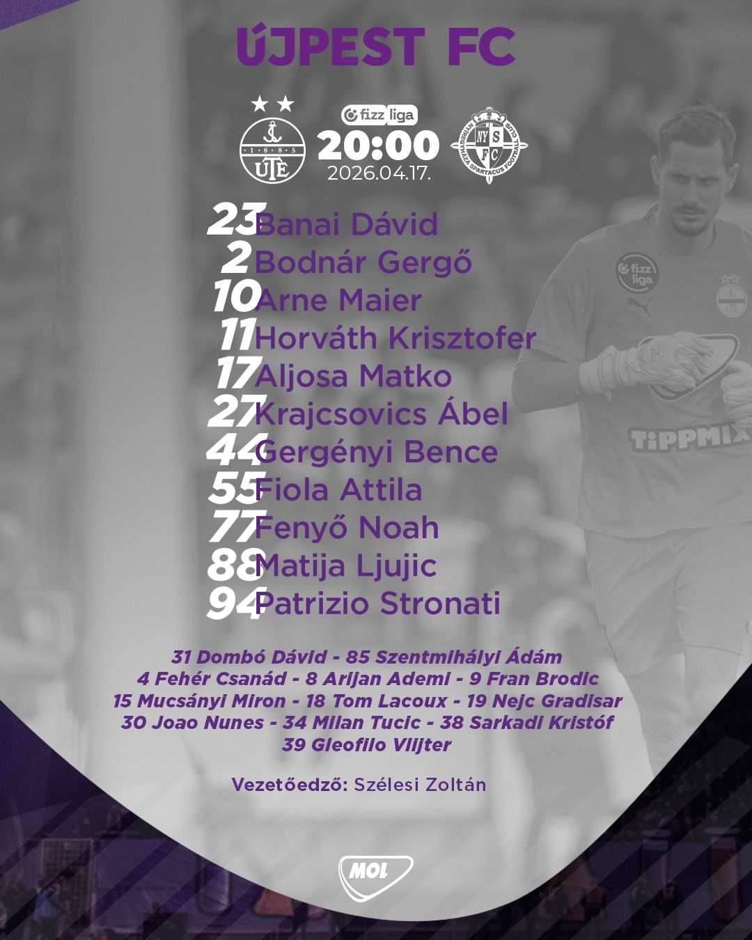 Az Újpest kezdőcsapatában hét magyar játékos volt 