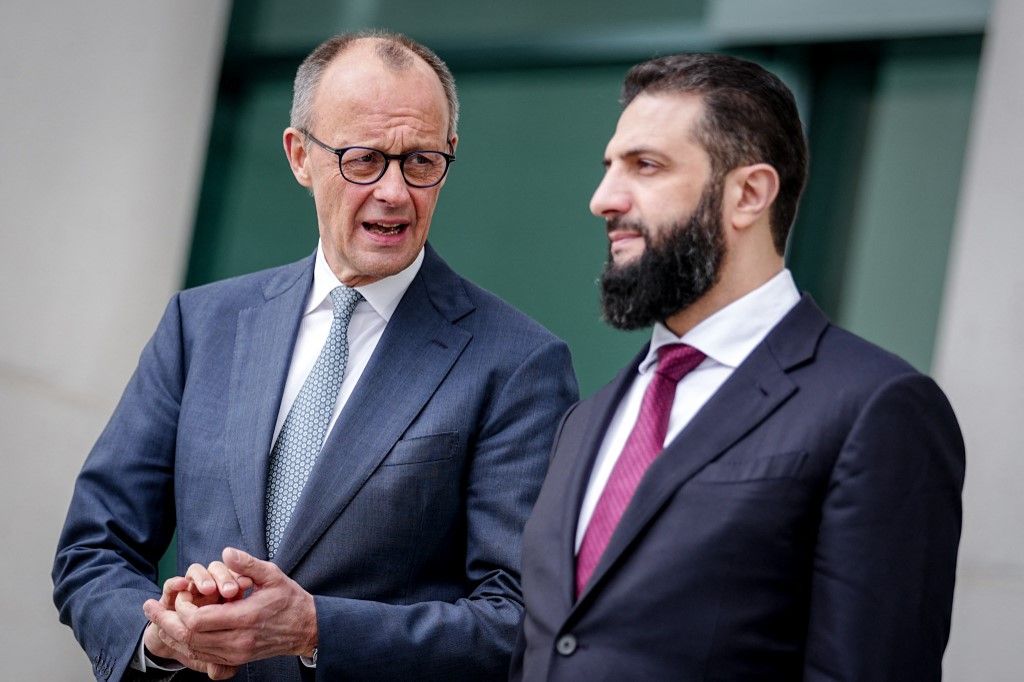 Friedrich Merz és Ahmed al-Sharaa (Fotó: AFP)