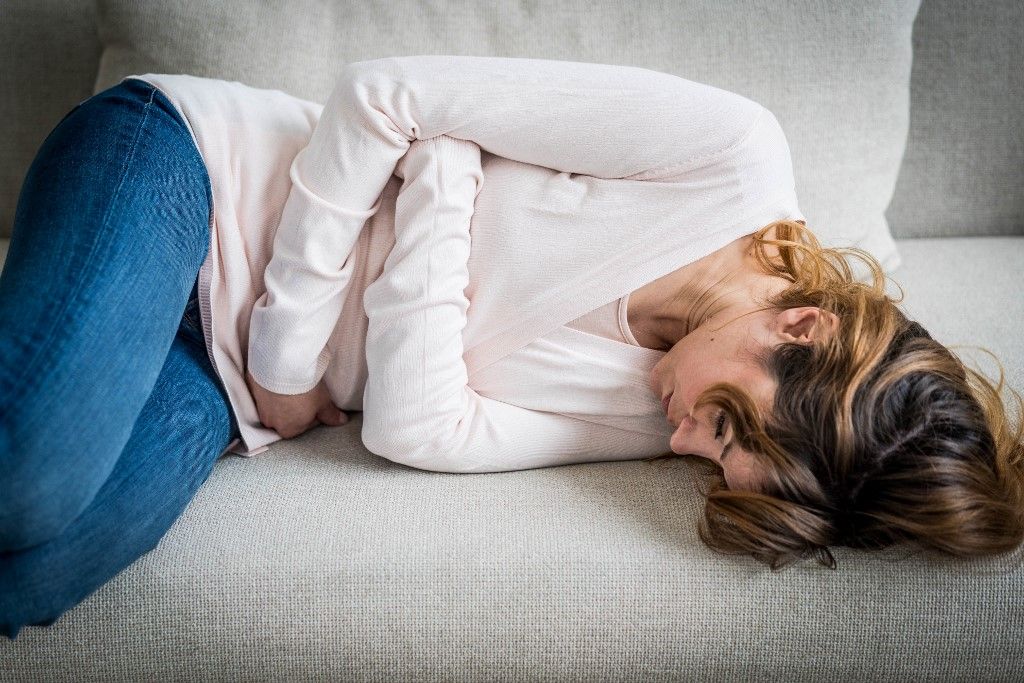 Woman suffering from abdominal pain. 
Paris, France 

GARO/PHANIE (Photo by GARO / Phanie via AFP)