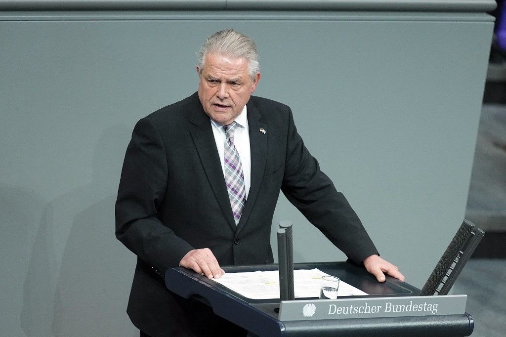27 November 2025, Berlin: Klaus-Peter Willsch (CDU) speaks in the debate on the federal budget in the Bundestag. Photo: Michael Kappeler/dpa (Photo by MICHAEL KAPPELER / dpa Picture-Alliance via AFP)