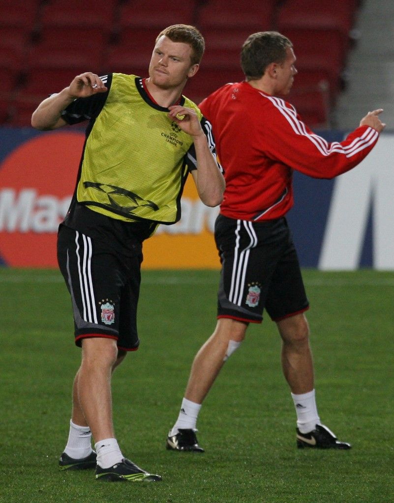 John Arne Riise és Craig Bellamy a Liverpool edzésén. Arbeloa felelevenítette a híres botrányt