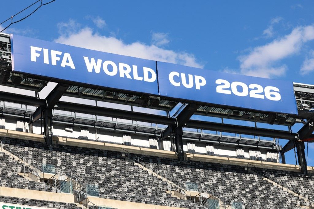New York New Jersey Stadium (temporarily renamed from MetLife stadium) is seen from the inside ahead of the 2026 FIFA World Cup, in East Rutherford, New Jersey on May 7, 2026. (Photo by CHARLY TRIBALLEAU / AFP)