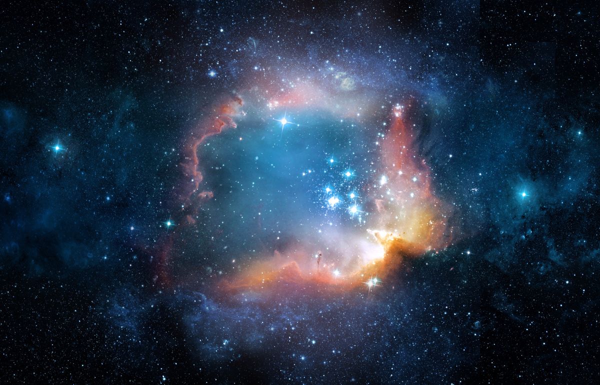 Space scene with stars in the galaxy. Panorama. Universe filled with stars, nebula and galaxy,. Elements of this image furnished by NASA