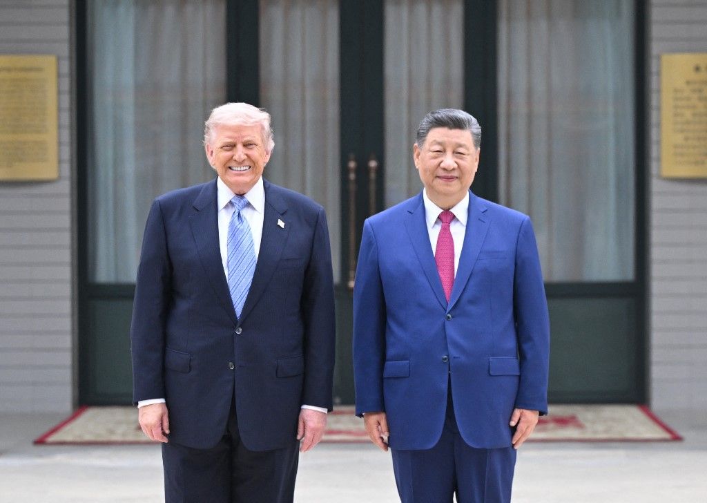 (260515) -- BEIJING, May 15, 2026 (Xinhua) -- Chinese President Xi Jinping and U.S. President Donald Trump have a private meeting at Zhongnanhai in Beijing, capital of China, May 15, 2026. (Xinhua/Yan Yan) (Photo by Yan Yan / Xinhua via AFP)