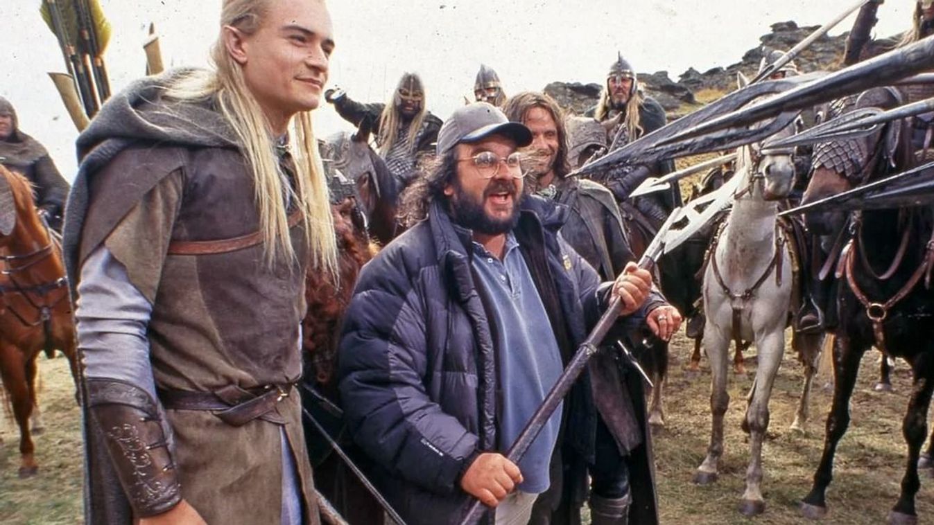 Peter Jackson A Gyűrűk Ura forgatásán.