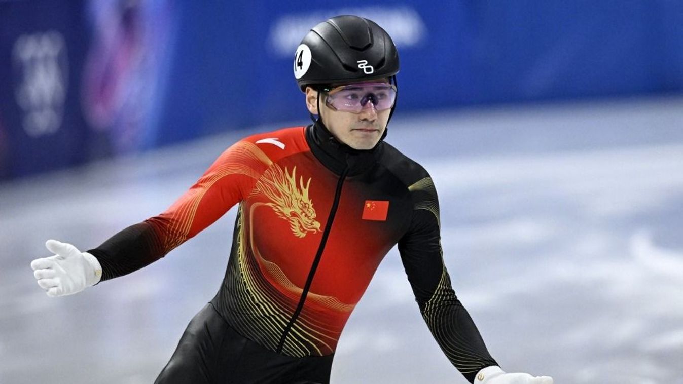 China's Liu Shaoang reacts after competing in the short track speed skating men's 500m final B during the Milano Cortina 2026 Winter Olympic Games at Milano Ice Skating Arena in Milan on February 18, 2026. (Photo by WANG Zhao / AFP)