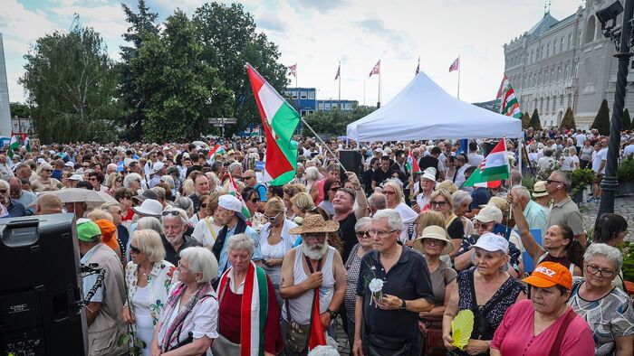 Szimpátiatüntetés a közjogi méltóságok mellett tüntetés Sándor-palota