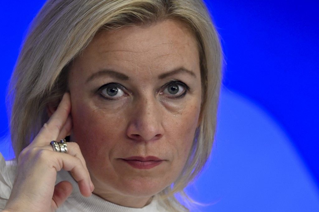 MOSCOW, RUSSIA - NOVEMBER 01: Russian Foreign Ministry Spokesperson Maria Zaharova delivers a speech as she attends the Media Forum of the Commonwealth of Independent States (CIS) Countries in Moscow, Russia on November 01, 2023. Sefa Karacan / Anadolu (Photo by SEFA KARACAN / Anadolu via AFP)