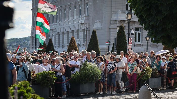 Szimpátiatüntetés a közjogi méltóságok mellett tüntetés Sándor-palota