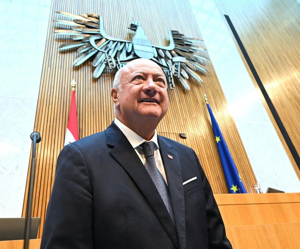 ABD0069_20260610 - A session of the National Council featuring the budget address at the Parliament in Vienna, Austria, on Wednesday, June 10, 2026.   Austrian Chancellor Christian Stocker (ÖVP) (Photo by Helmut Fohringer / APA-Images via AFP)