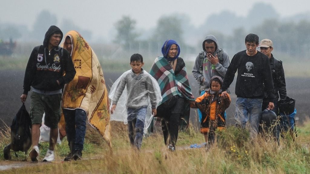 Migránsok a szerb-magyar határ közelében, Röszkén
