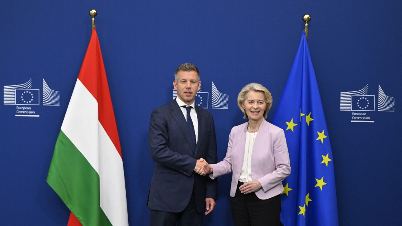 Magyar Péter és Ursula von der Leyen (Fotó: AFP)
