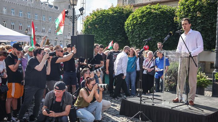 Szimpátiatüntetés a közjogi méltóságok mellett tüntetés Sándor-palota