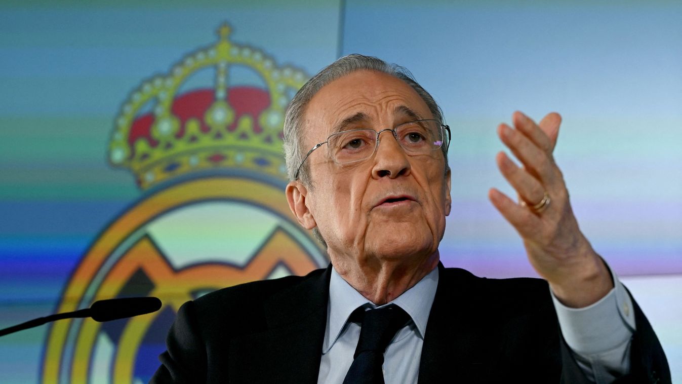 Florentino Pérez
Real Madrid President Florentino Perez talks to media at Real Madrid Sports City in Valdebebas, in the outskirts of Madrid, on May 12, 2026. Real Madrid president Florentino Perez calls club elections, will stand again, AFP reports on May