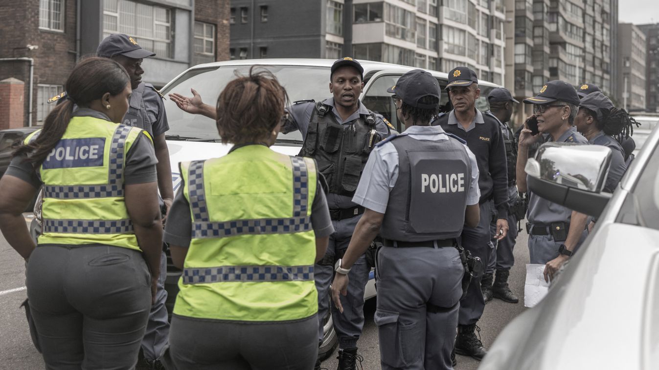 Members of the South African Police Service (SAPS) and the Durban Metro Police conduct a stop-and-search operation targeting suspected undocumented foreign nationals in central Durban on June 29, 2026. Individuals found without the required documentation 