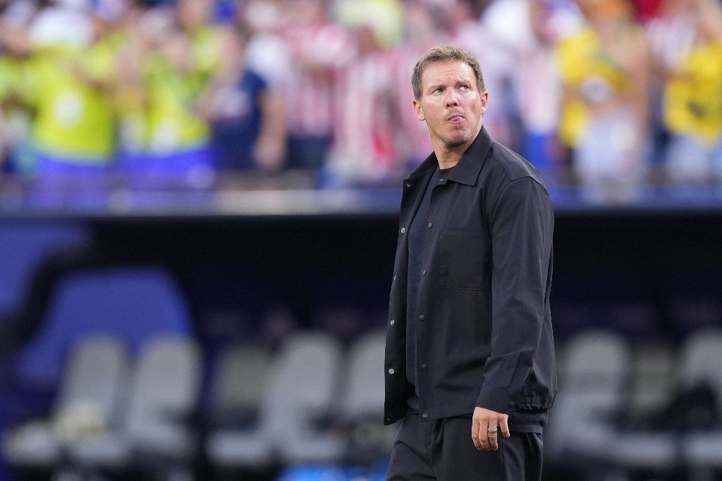 Julian Nagelsmann, head coach of Germany, looks on during the FIFA World Cup 2026 Round Of 32 match between Germany and Paraguay at Boston Stadium on June 29, 2026 in Foxborough, Massachusetts. (Photo by Jose Breton/Pics Action/NurPhoto) (Photo by Jose Breton / NurPhoto via AFP)