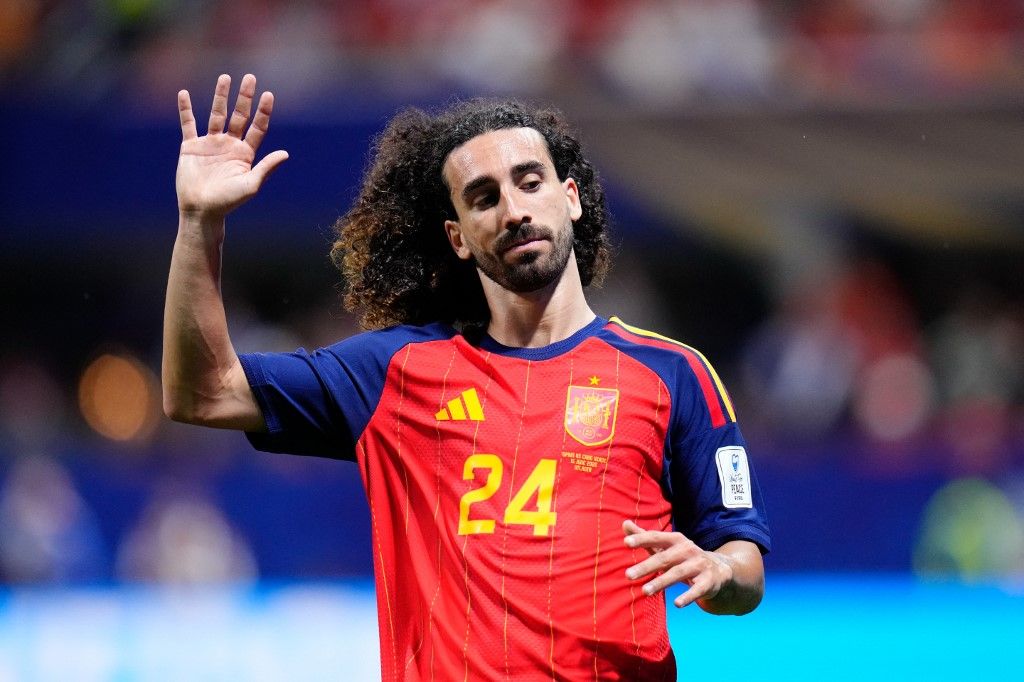 Marc Cucurella of Spain gestures during the FIFA World Cup 2026 Group H match between Spain and Cabo Verde at Atlanta Stadium on June 15, 2026 in Atlanta, United States. (Photo by Jose Breton/Pics Action/NurPhoto) (Photo by Jose Breton / NurPhoto via AFP)