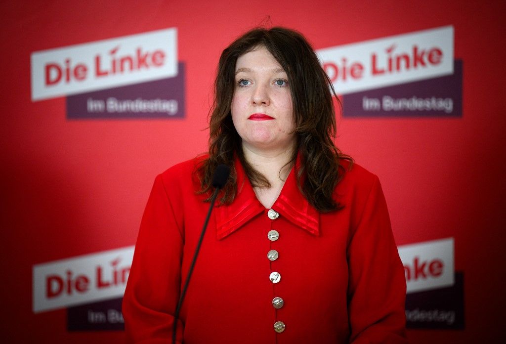 03 March 2026, Berlin: Desiree Becker, Left Party spokesperson for peace and disarmament policy, speaks before the start of the parliamentary group meeting of the Left Party in the German Bundestag. Photo: Bernd von Jutrczenka/dpa (Photo by BERND VON JUTRCZENKA / dpa Picture-Alliance via AFP)