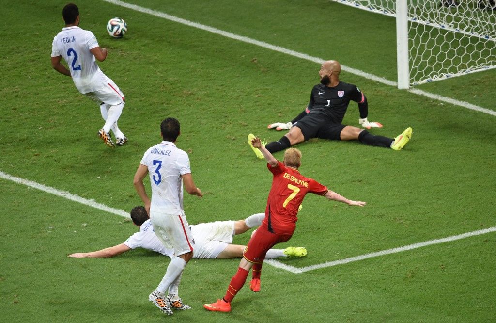 Akárcsak Romelu Lukaku, Kevin De Bruyne is gólt lőtt a 2014-es Belgium–Egyesült Államok vb-nyolcaddöntőn Tim Howardnak