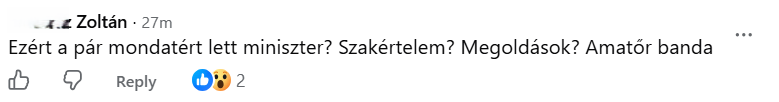 Nem kímélték a kommentelők Gajdos László tiszás minisztert (Fotó: Facebook)