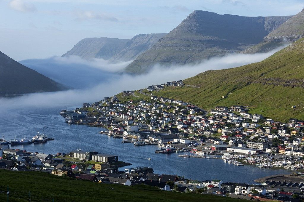 Denmark, Faroe Islands, Borðoy island, Klaksvik, the town from Mount Klakkur (Photo by MOIRENC Camille / hemis.fr / hemis.fr / Hemis via AFP)