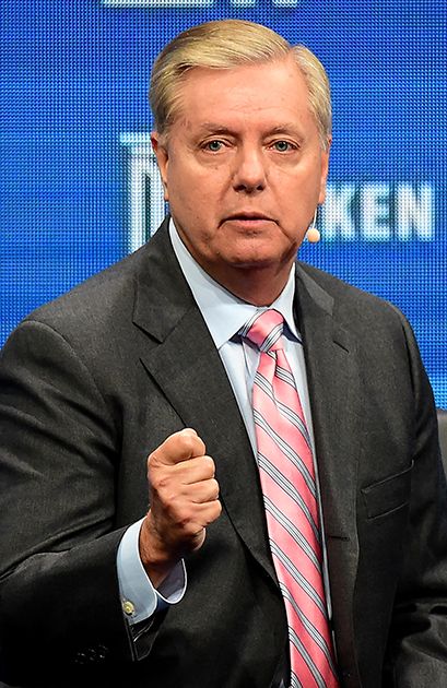 Lindsay Graham, US Senator, South Carolina, speaks during the lunch programme panel "ISIS and Global Terrorism: What It Will Take to Defeat Them" at the 2016 Milken Institute Global Conference in Beverly Hills, California on May 3, 2016. (Photo by FREDERIC J. BROWN / AFP)