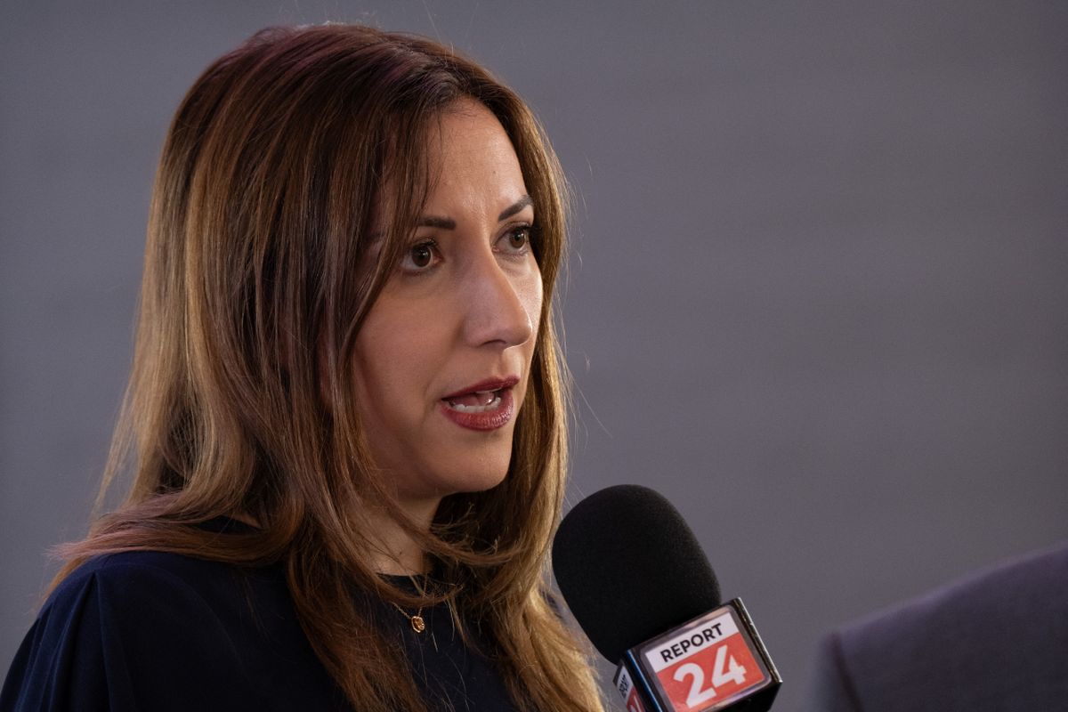Petra Steger, az Osztrák Szabadságpárt (FPÖ) európai parlamenti képviselője szerint arcátlan a brüsszeli kettős mérce (Fotó: MARTIN BERTRAND / Hans Lucas)
