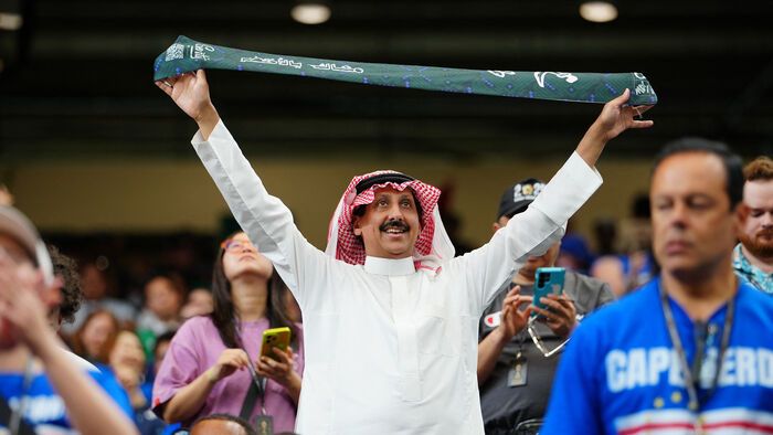 Lugas 0711
HOUSTON, USA - JUNE 26: Fans gather prior the FIFA World Cup 2026 Group H match between Capo Verde and Saudi Arabia at Houston Stadium on June 26, 2026 in Houston, Texas. Hakan Akgun / Anadolu (Photo by Hakan Akgun / Anadolu via AFP)