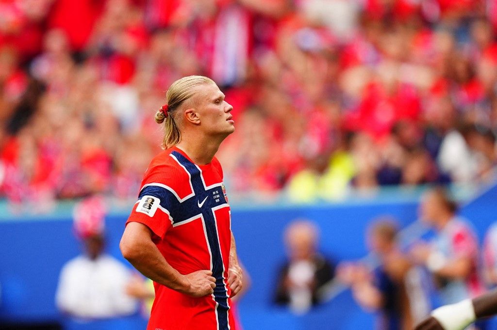 MIAMI GARDENS, FLORIDA - JULY 11: Erling Haaland of Norway in action during the 2026 FIFA World Cup quarterfinal match between Norway and England at Miami Stadium in Miami Gardens, Florida, United States, on July 11, 2026. Evrim Aydin / Anadolu (Photo by Evrim Aydin / Anadolu via AFP)
