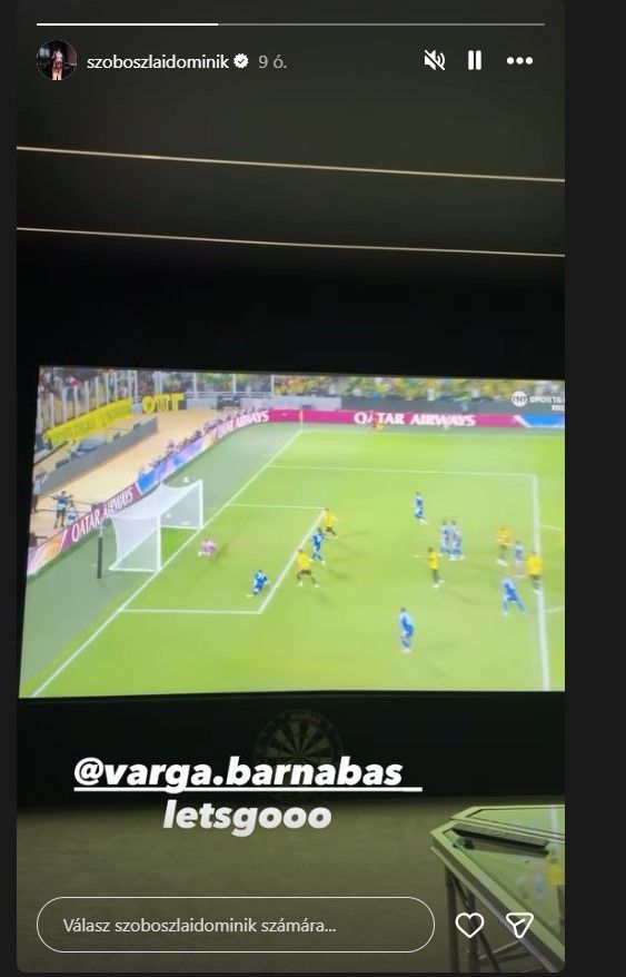 Szoboszlai Dominik a közösségi oldalán szurkolt Varga Barnabásnak
