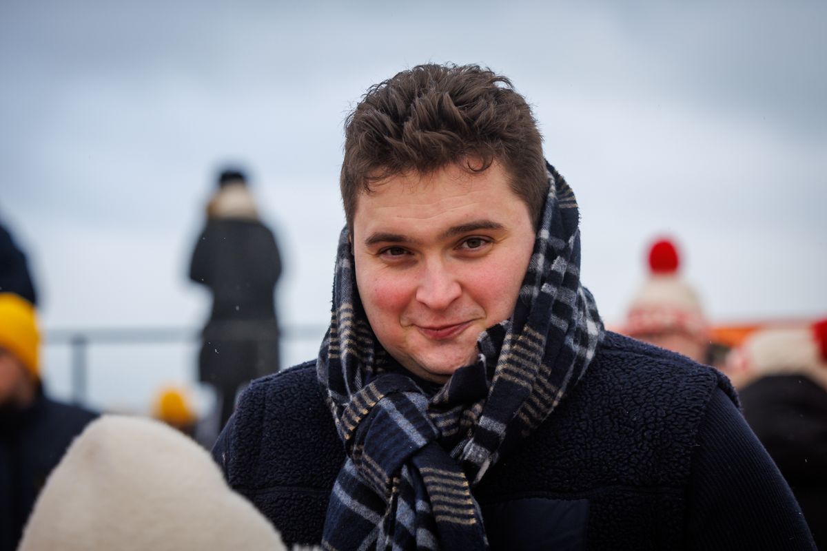 Clément Vandenkerckhove pictured during the traditional New Year's dive (Nieuwjaarsduik) into the North Sea in Oostende, Saturday 03 January 2026. BELGA PHOTO KURT DESPLENTER. No Use Belgium.