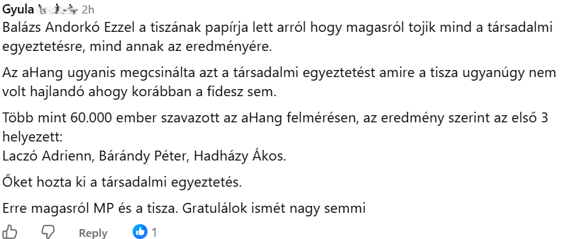 Átverve érzik magukat az emberek a Tisza Párt államfőjelölése után (Fotó: Facebook)
