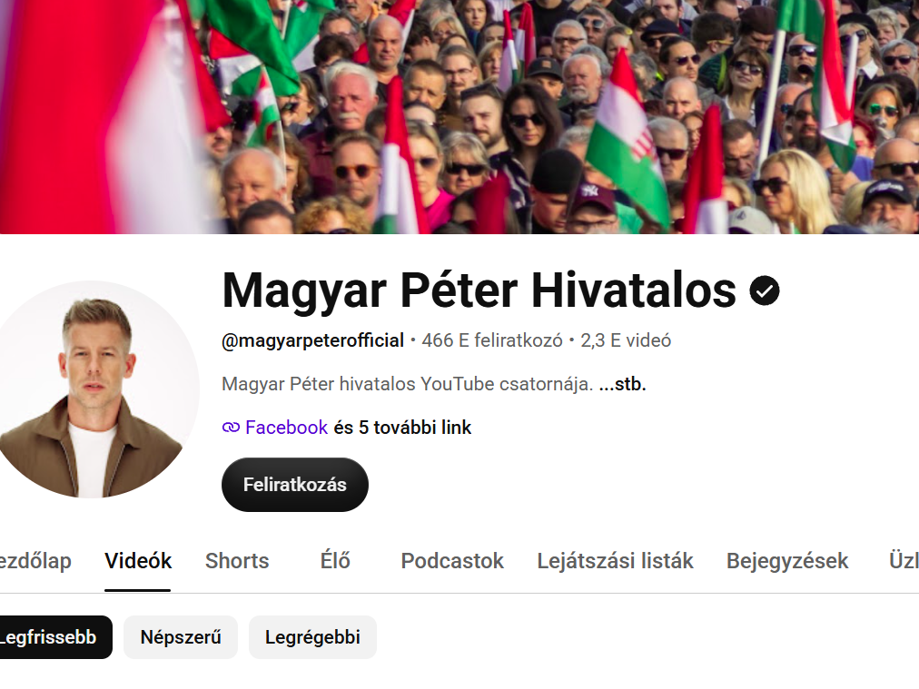 Magyar Péter miniszterelnök sok pénzt kereshet a YouTube-csatornájával. Fotó: YouTube