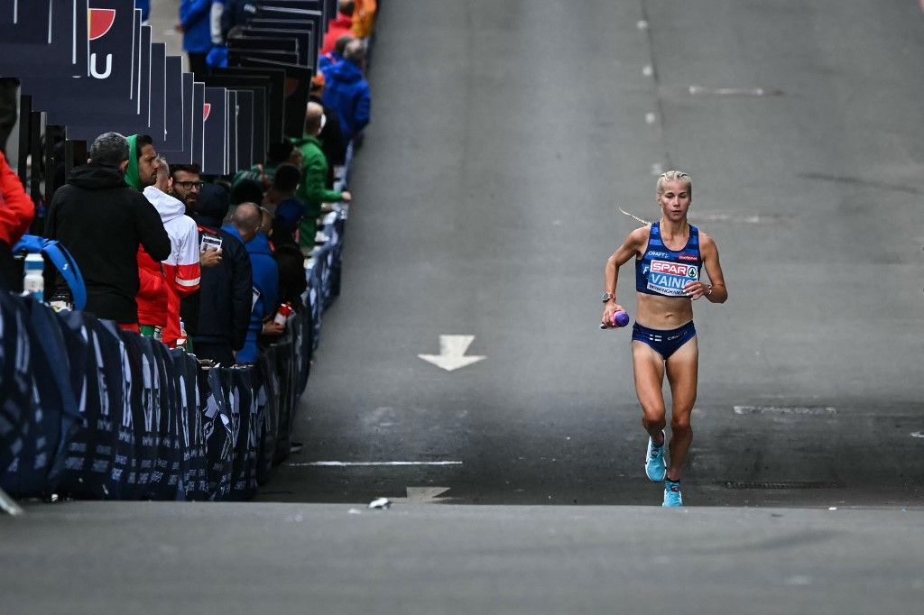 Finland's Alisa Vainio competes in the women's marathon during the European Athletics Championships in Birmingham on August 16, 2026. (Photo by Paul ELLIS / AFP)