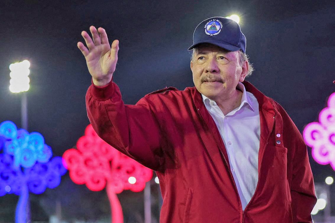 This handout picture released by Nicaragua's government via the official El 19 Digital news outlet shows Nicaragua's President Daniel Ortega waving during an event to commemorate the 47th anniversary of the Nicaraguan Revolution in Managua, on July 19, 2026. (Photo by Cesar PEREZ / El 19 DIGITAL / AFP) / RESTRICTED TO EDITORIAL USE - MANDATORY CREDIT "AFP PHOTO / EL 19 DIGITAL / Cesar PEREZ " - HANDOUT - NO MARKETING NO ADVERTISING CAMPAIGNS - DISTRIBUTED AS A SERVICE TO CLIENTS