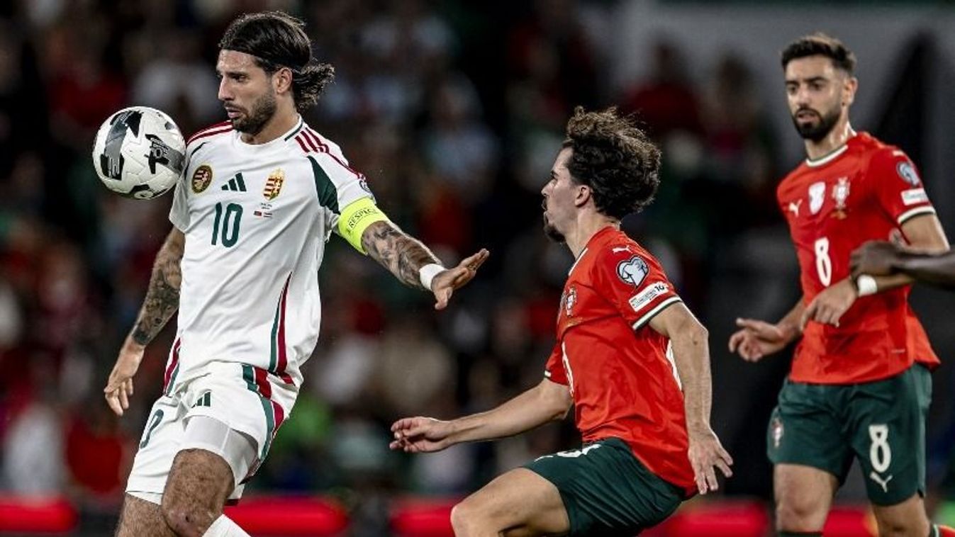 Hungary midfielder Dominik Szoboszlai plays during the match between Portugal and Hungary at the Estadio Jose Alvalade for the FIFA World Cup 2026 UEFA Qualifiers - Group F - Matchday 4 season 2025-2026 in Lisbon, Portugal, on October 14, 2025. (Photo by